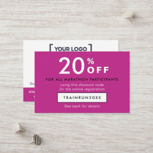 Einfaches modernes Magenta-Rabatt-Coupon-Logo QR Rabattkarte