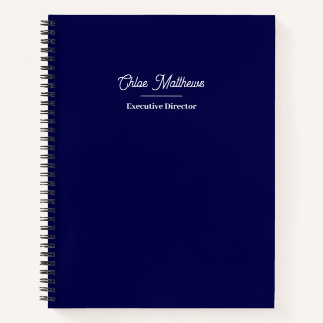 Einfaches modernes Marineblau-Profil Notizbuch (Vorderseite)