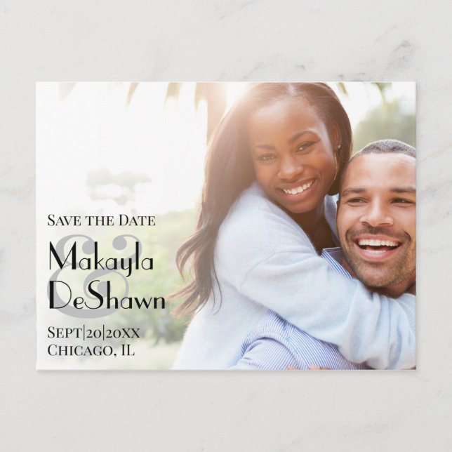 Einfaches modernes Minimal-Foto Save the Date Hoch Postkarte (Vorderseite)