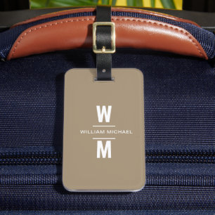 Einfaches, modernes Minimal-Monogramm nach Maß in Gepäckanhänger