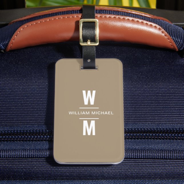 Einfaches, modernes Minimal-Monogramm nach Maß in  Gepäckanhänger (Vorderseite Insitu 2)