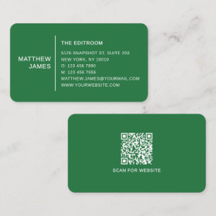 Einfaches modernes minimales mattes grünes QR-Code Visitenkarte