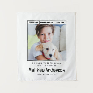 Einfaches modernes minimalistisches Foto-Geburtsta Wandteppich