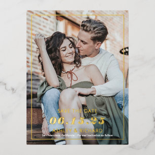 Einfaches modernes minimalistisches Foto Save the  Folie Einladungspostkarte