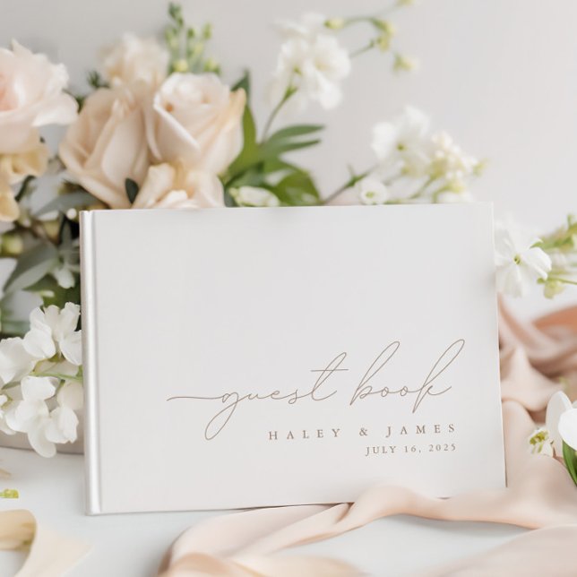 Einfaches, modernes Minimalistisches Gästebuch (Simple Modern Minimalist White Wedding Guest Book)