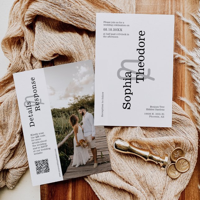 Einfaches, modernes Minimalistisches HochzeitQR-Co Einladung (Von Creator hochgeladen)