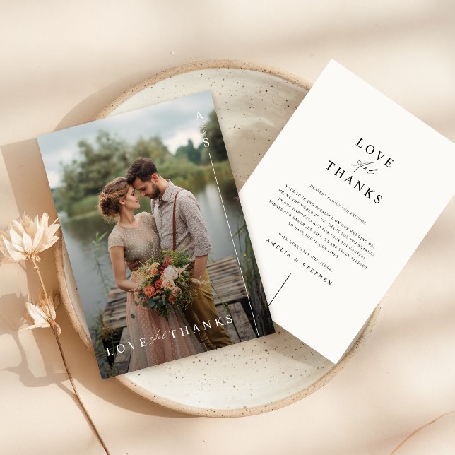 Einfaches modernes Minimalistisches HochzeitsFoto Dankeskarte (Von Creator hochgeladen)