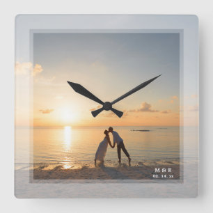 Einfaches modernes Minimalistisches Hochzeitstil-F Quadratische Wanduhr