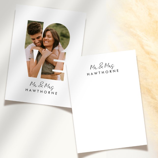Einfaches modernes Monogram Couple Wedding Foto Mitteilungskarte (Von Creator hochgeladen)