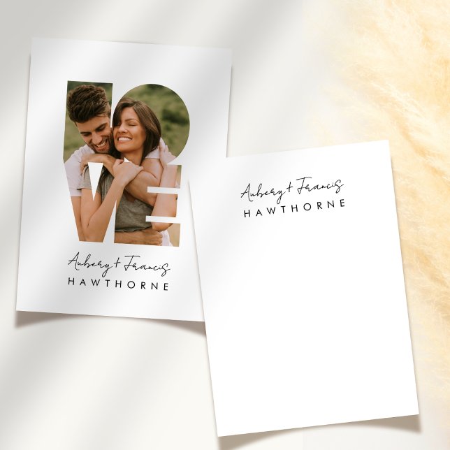 Einfaches modernes Monogram Couple Wedding Foto Mitteilungskarte (Von Creator hochgeladen)