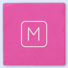 Einfaches & modernes Monogramm Anfangsbuchstabe |  Steinuntersetzer