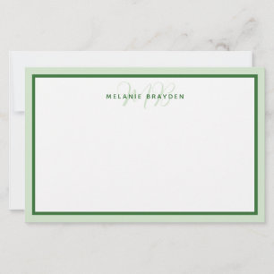 Einfaches modernes Monogramm grüne Zweiton-Rahmen Briefpapier