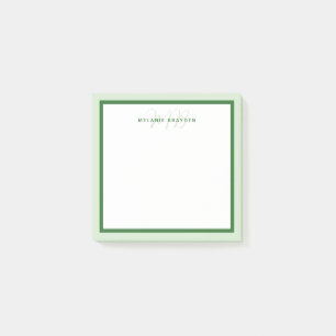 Einfaches modernes Monogramm grüne Zweitonumrandun Post-it Klebezettel