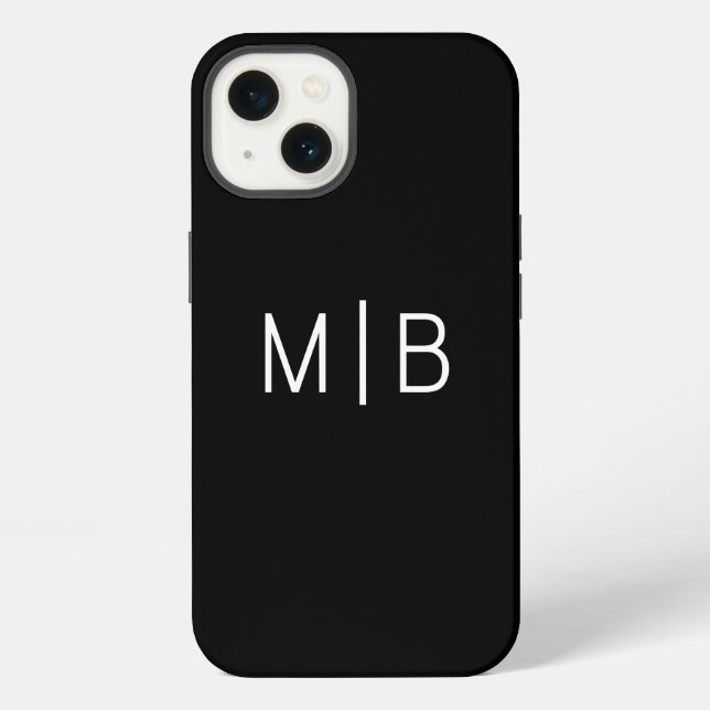 Einfaches modernes Monogramm initial personalisier iPhone Hülle (Rückseite)