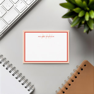 Einfaches modernes Monogramm Rot Orange Zwei-Ton-R Mitteilungskarte
