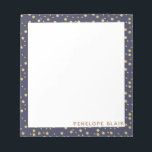 Einfaches modernes Muster von Gold Dots auf Marine Notizblock<br><div class="desc">Ein einfaches und modernes Goldmuster auf einem dunkelblauen Marinehintergrund,  personalisiert mit Ihrem Namen. Kontaktieren Sie mich mit Fragen oder Wünschen.</div>