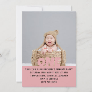 Einfaches, modernes Niedliches First Birthday Baby Einladung