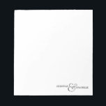 Einfaches, modernes Personalisiertes Hochzeitspaar Notizblock<br><div class="desc">Einfache moderne Personalisierte Hochzeit mit neuem Editor</div>