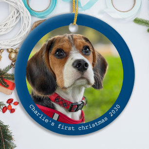 Einfaches, modernes Personalisiertes Hundehündchen Keramik Ornament