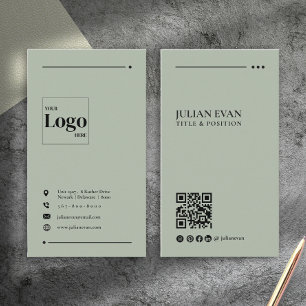 Einfaches modernes QR-Code Sage Grün Minimalistisc Visitenkarte