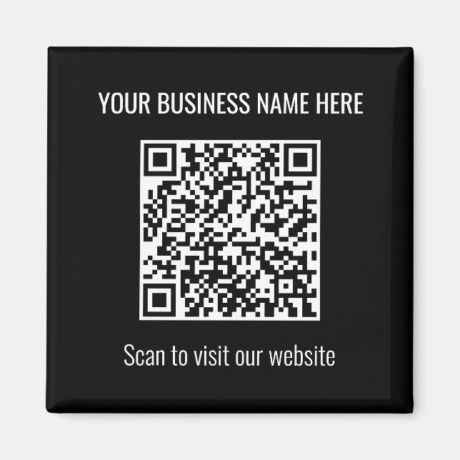 Einfaches, modernes QR Code Square Black Magnet (Vorne)
