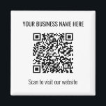 Einfaches, modernes QR Code Square Weißes Magnet<br><div class="desc">Einfache moderne QR Code Square White Magnet, bitte personalisieren Sie die Online-Personalisierung Vorlage vor der Bestellung. Bitte ändern Sie die URL (Website-Adresse) für den QR-Code im QR Code URL-Feld in Ihre Business-Website-Adresse, sodass der QR-Code automatisch für Sie generiert wird. Bitte ändern Sie auch das Feld Text 1 in Ihren Firmennamen...</div>