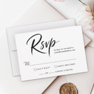 Einfaches modernes Quinceanera-Schwarz-Weiß-Tinten RSVP Karte