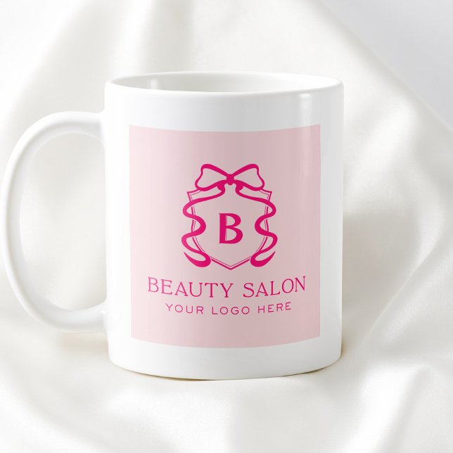 Einfaches modernes rosa Firmenlogo Schönheitsgesch Kaffeetasse (Simple Modern Pink Company Logo Beauty Business Coffee Mug)
