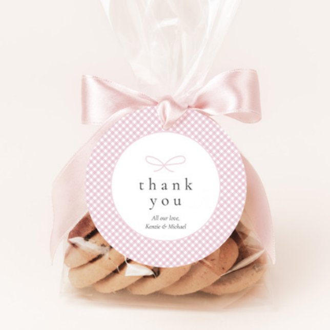 Einfaches, modernes rosa Kariertes Bow Geschenkanhänger (Von Creator hochgeladen)