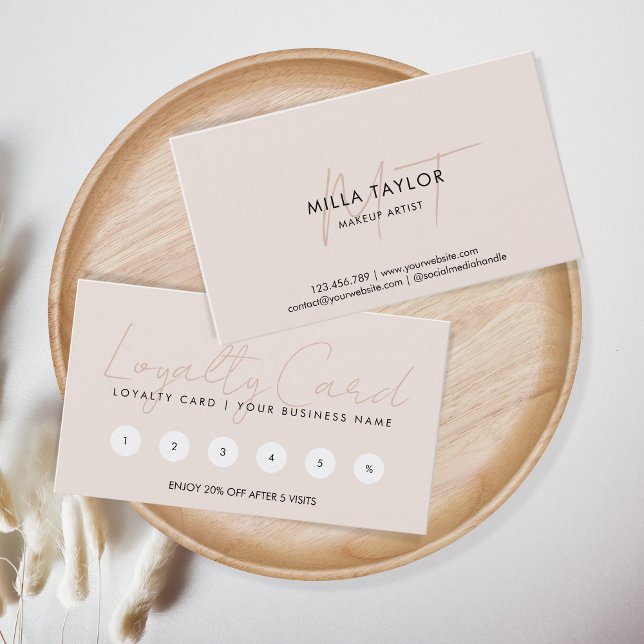 Einfaches, modernes, rosa Monogramm-Feministenlogo Visitenkarte (Von Creator hochgeladen)