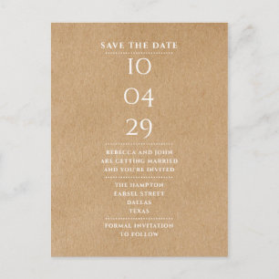 Einfaches Modernes Rustikales 'Save the Date' Postkarte