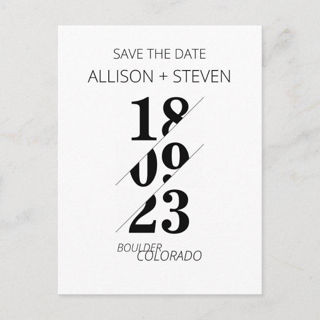 Einfaches, modernes Save the Date Design Postkarte (Vorderseite)