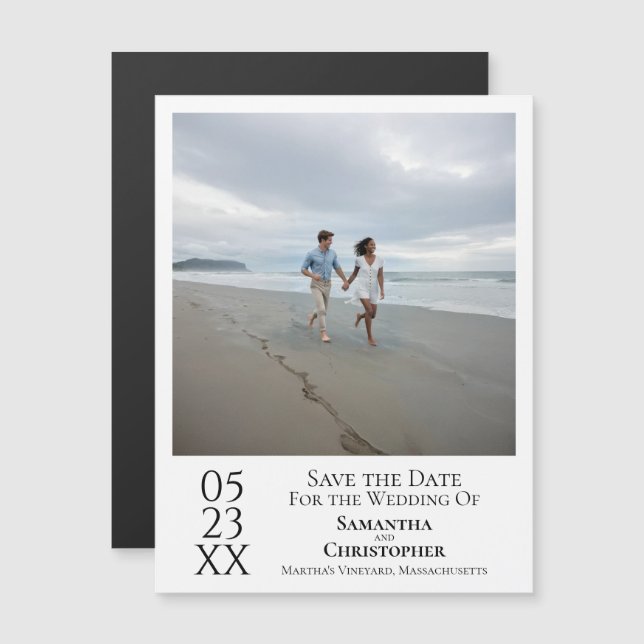 Einfaches, modernes Save the Date Foto White Magne Magnetkarte (Vorne/Hinten)