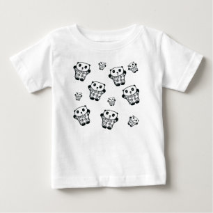 Einfaches modernes Schwarz-Weiß-Panda-Bär Baby T-shirt