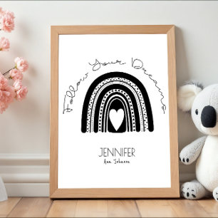 Einfaches modernes Schwarz-Weiß-Regenbogen-Baby-Zi Poster