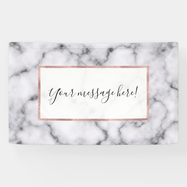 Einfaches, modernes Schwarz-weißes Marmorsteinmust Banner (Horizontal)