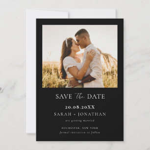 Einfaches modernes schwarzes Skript Save The Date  Einladung