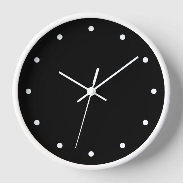 Einfaches modernes Schwarzweiss-Minimalistisches Uhr (Vorderseite)