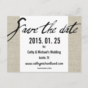 Einfaches modernes Schwarzweiss Save the Date Ankündigungspostkarte