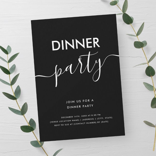 Einfaches, modernes Script-Dinner-Party Einladung (Simple Modern Script Dinner Party Invitation)