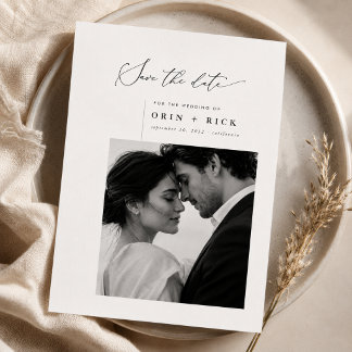 Einfaches modernes Skript Elegante Foto-Hochzeit Save The Date