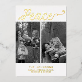 Einfaches, modernes Skript Handgeschriebenes Peace Folien Feiertagskarte