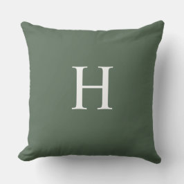 Einfaches modernes, staubgrünes Monogramm Kissen