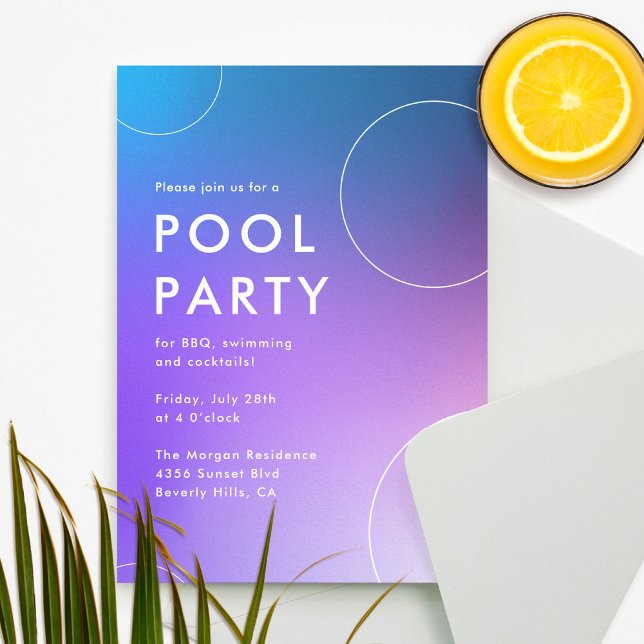 Einfaches modernes Summer Pool Party für Erwachsen Einladung (Modern and simple pool party invitation for adults)