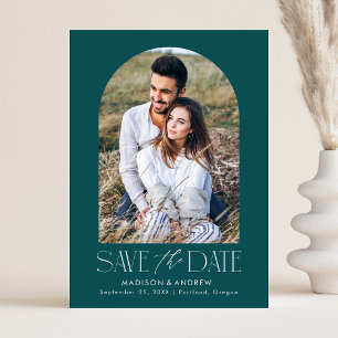 Einfaches modernes Teal-Bogen-Foto Save The Date