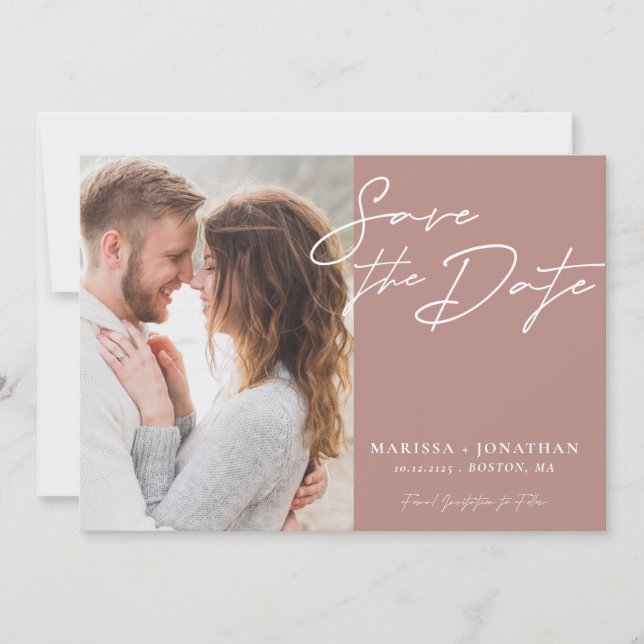 Einfaches modernes Typografisches Foto Save The Date (Vorderseite)