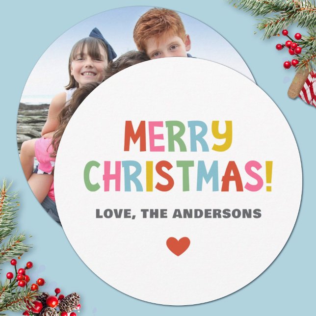 Einfaches, modernes und farbenfroh Weihnachtsfest  Feiertagskarte (A fun colorful Merry Christmas photo card. So festive for the holidays.)