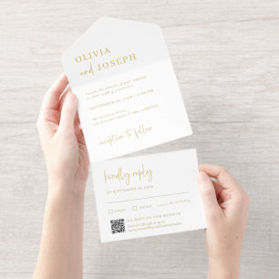 Einfaches, modernes und Minimalistisches QR-Code-H All-in-One-Einladung