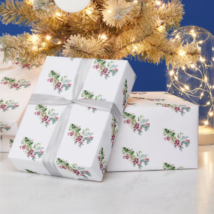 Einfaches modernes Weihnachtsbotanik-Urlaub Geschenkpapier