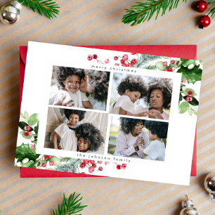 Einfaches modernes Weihnachtscollage 4 Grußfoto Feiertagskarte